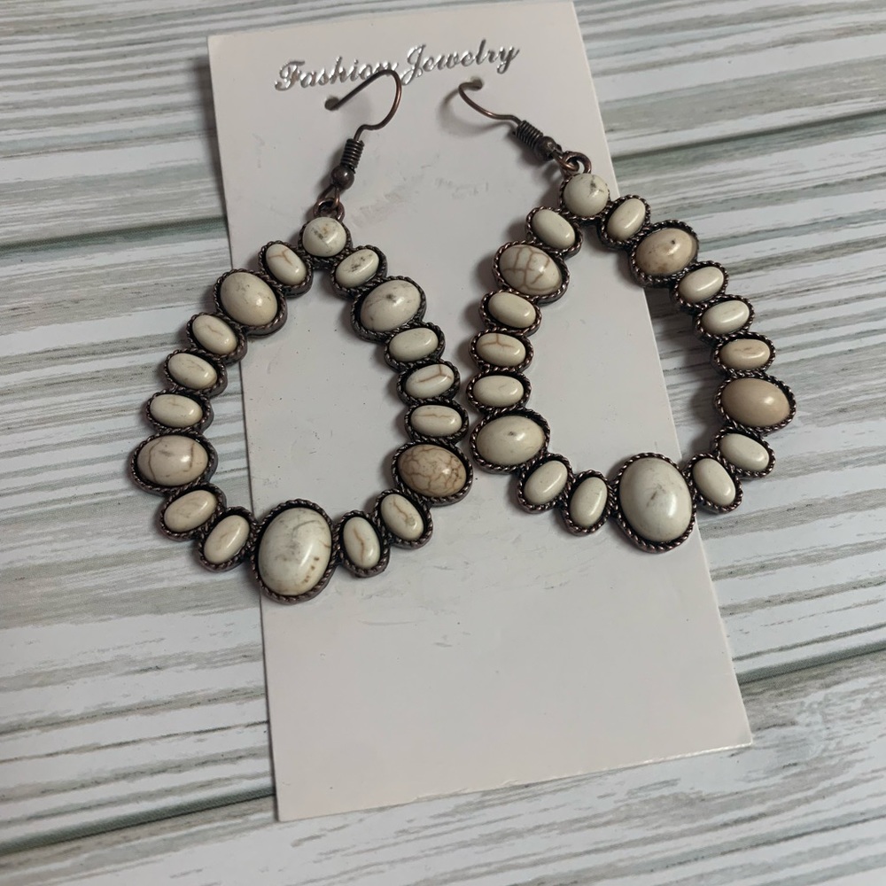 White Turquoise Hoop Earrings